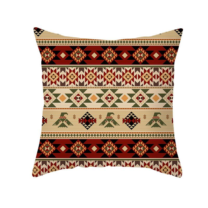National Throw Pillow Cover With Striped Pattern Soft Plush Fabric Suitable For Home Retro-Style Living Room Cushions Cover
