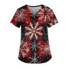 3D Snowman Print V-Neck Short Sleeve T-Shirt Women Men Casual Workwear Comfort Fit 2025