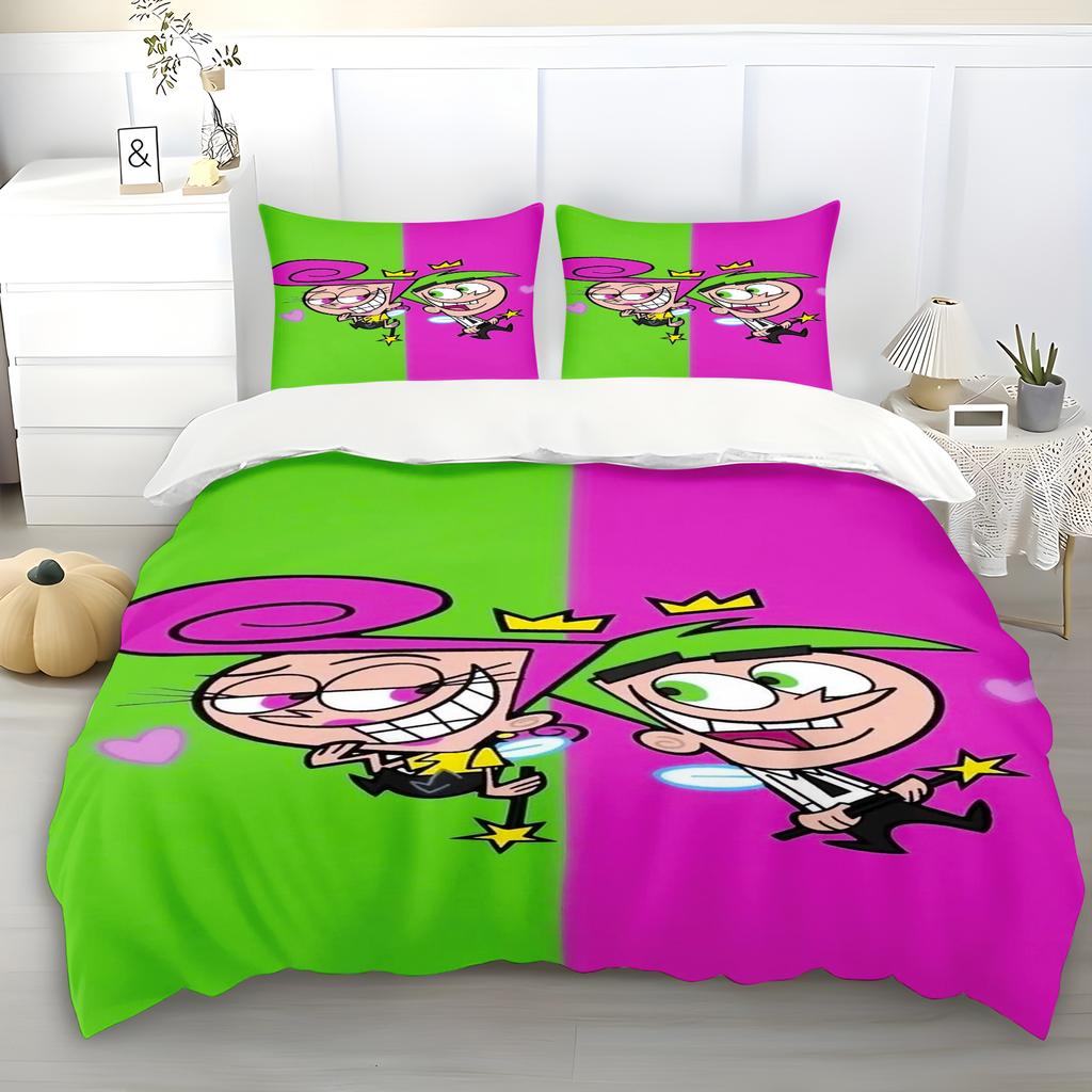 Påslakan The Fairly OddParents Söt Kuddfodral Sängkläder Set Vuxna Barn Sovrumsinredning Gåva Enkel Dubbel Stor Storlek