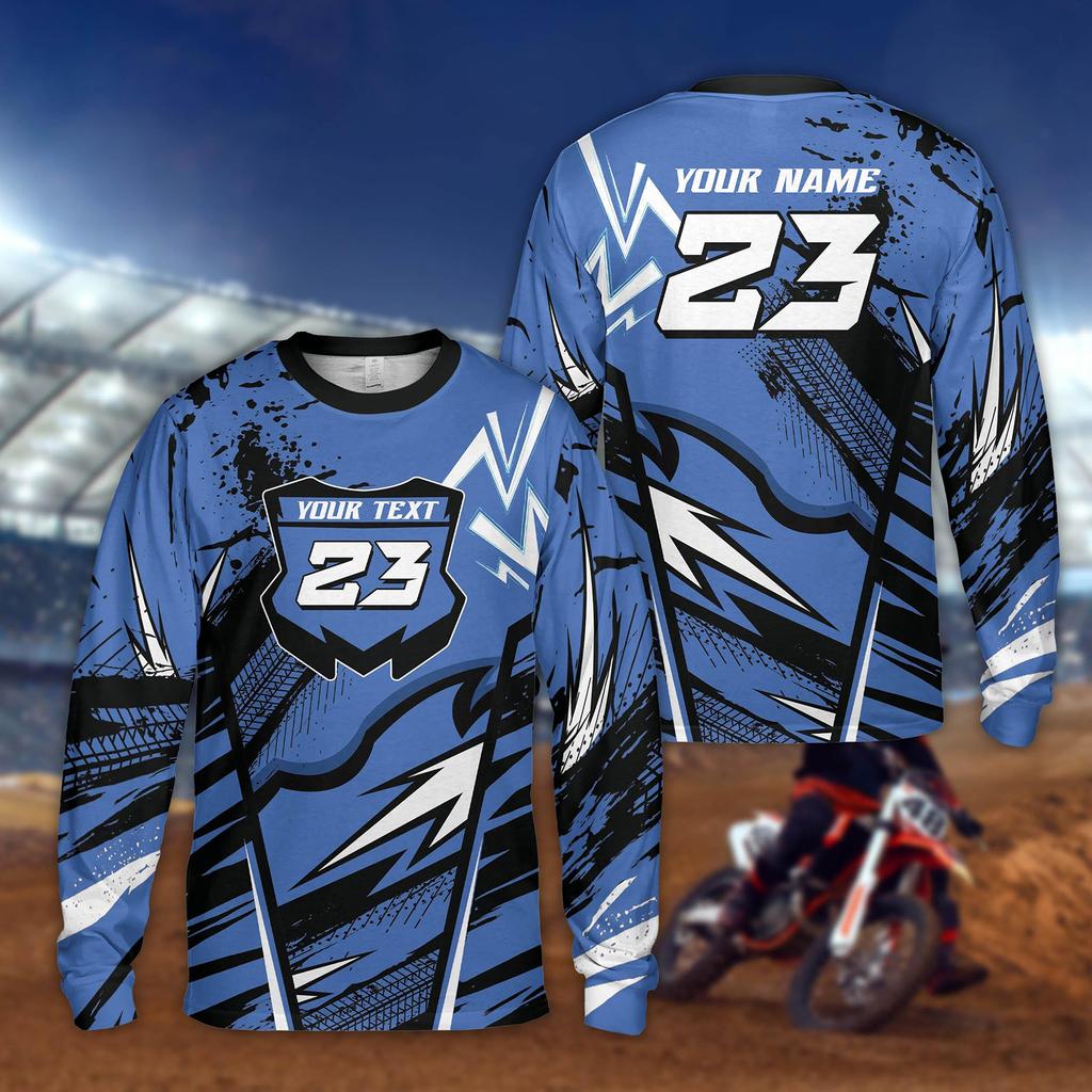 Customizable Off Road Motorcycle Long Sleeve Shirt Personalized Rider Name Number Motocross 3D Jersey Dirt Bike Racing Team Apparel