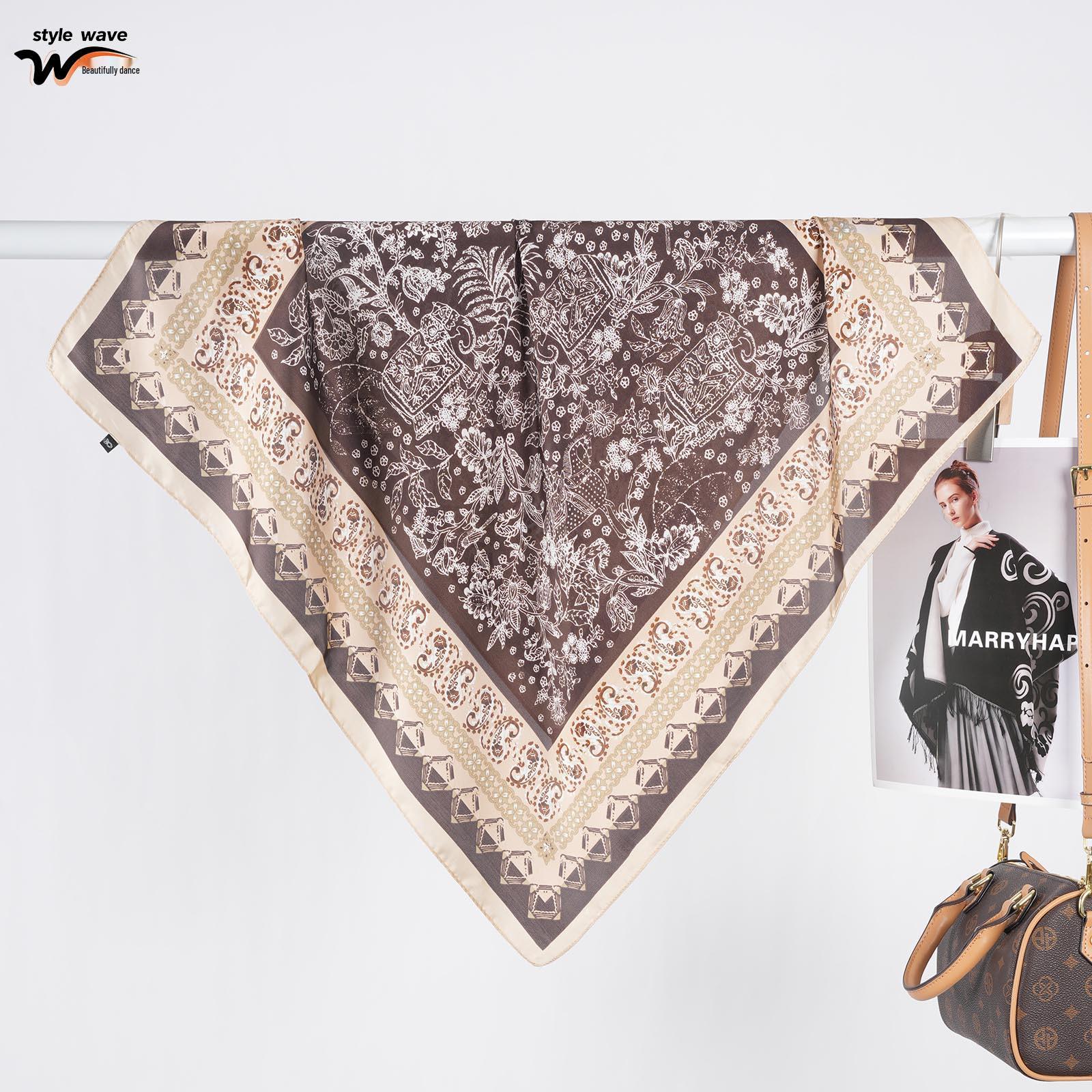 

Spring/Summer Korean Style Printed Silk-Inspired Women s Scarf – Versatile Fashion Accessory 70*70CM