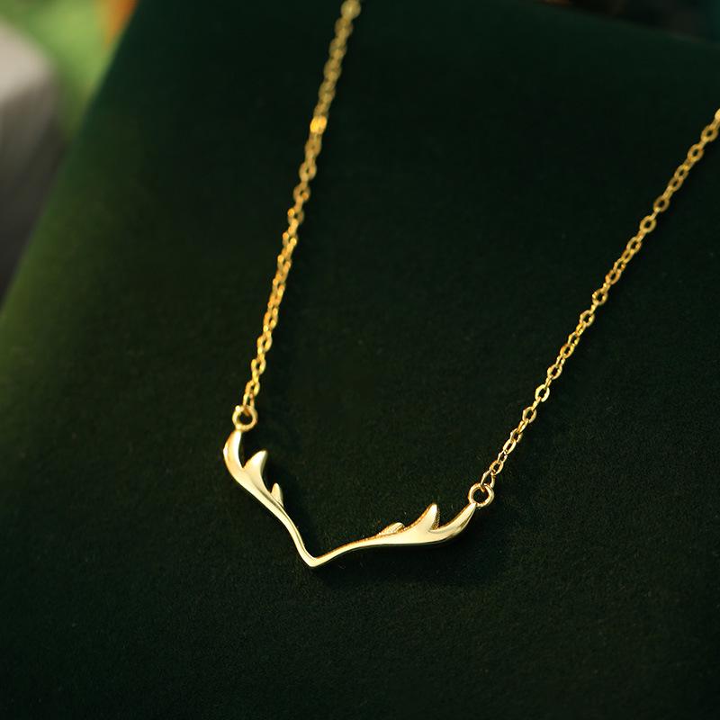 Banyan Baum S925 Silber Koreanischer Waldstil Elch Anhänger Halskette für Frauen