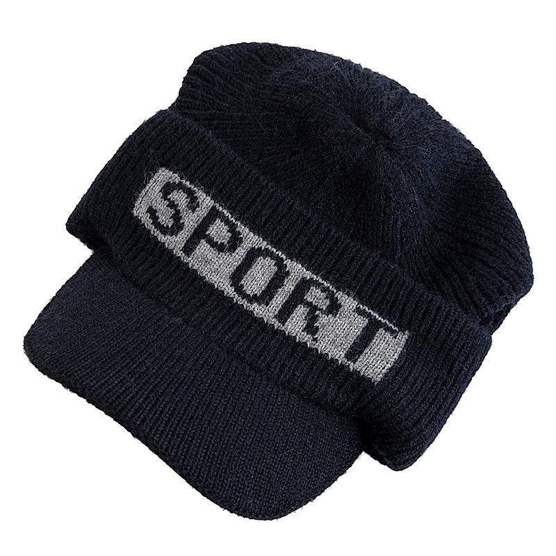 New Style Fashion Winter Hat Fur Lined Beanie Warm Brim Cap Stylish Hats For Men Outdoor Thicken Ski Sports Knitted Warm Hat
