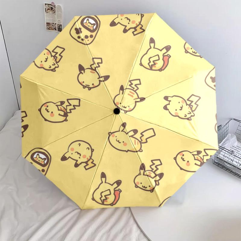 Various Pikachu 8-Rib Auto Folding Umbrella, Portable Anti-UV Umbrella, Perfect Gift for Home & Travel Use