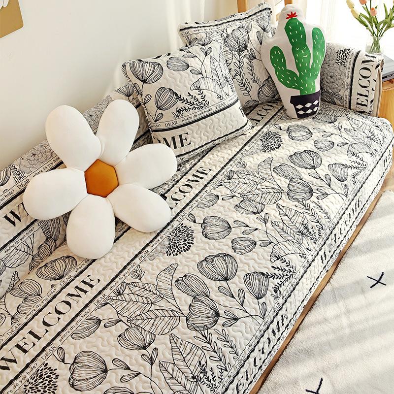 Pure Cotton Four Seasons Nordic Four Seasons Cotton Sofa Cushion Cushion Pure Cotton Sofa Cover Sofa Cover Machine Washable