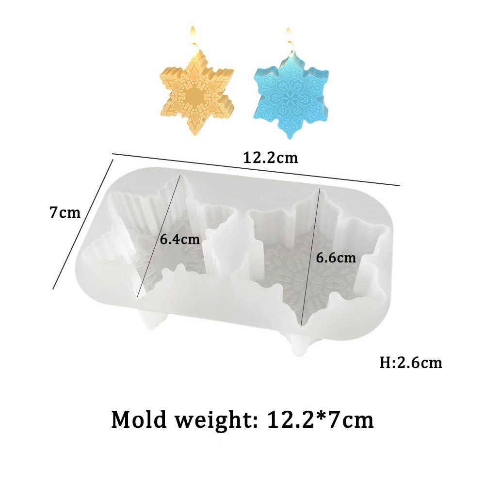 2pcs Snowflake Shape Candle Silicone Mold Handmade Snowflakes Craft Aromatherapy Candle Plaster Resin Soap Mould Christmas Decor