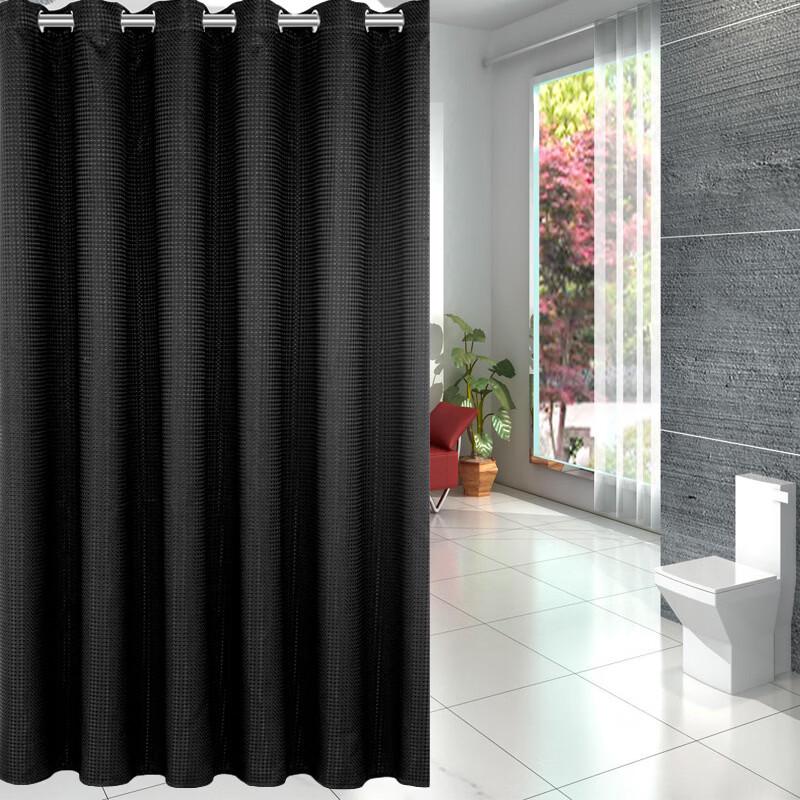 

Black Waffle Weave Shower Curtain