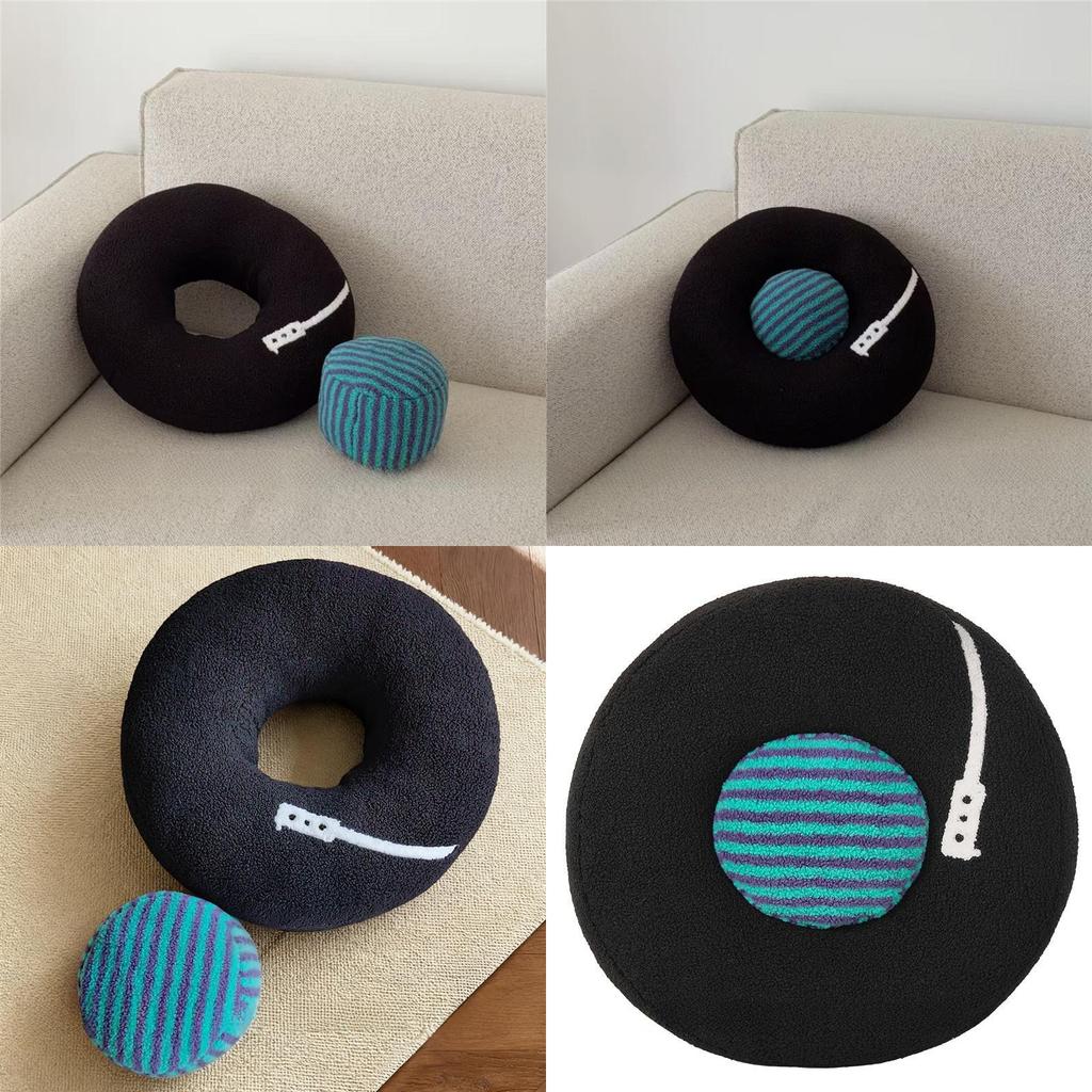 Cute Plush Record Pillow For Sofa And Car Interior Decor With Embroidered Design