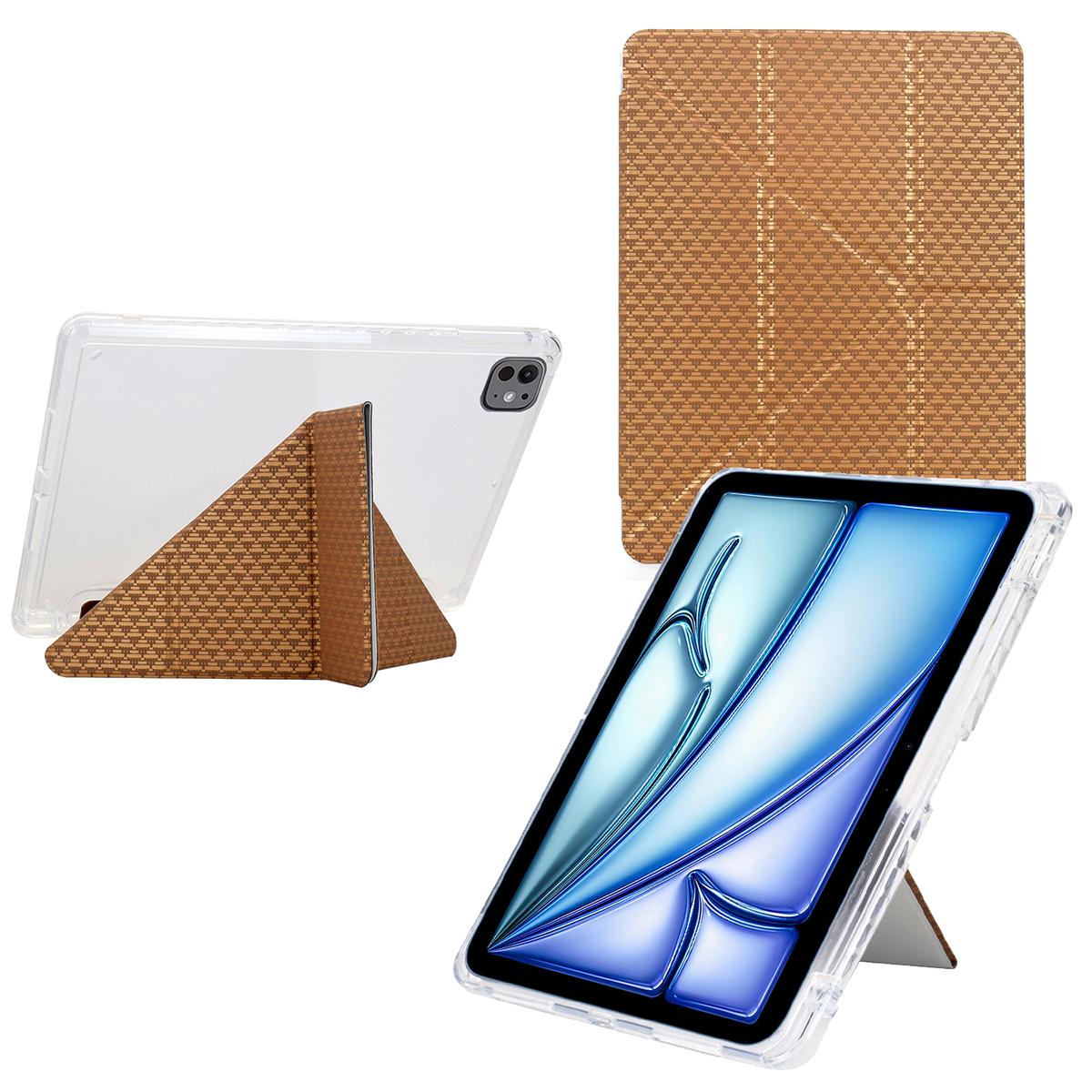 

Tablet Case For iPad Air 11 (2025)/(2024)/Air (2022)/(2022)/Pro 11 (2022)/(2021)/(2020)/(2018),Pyramid-Patterned Leather+Acrylic Cover Gold