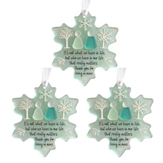 Snowflake-Shaped Sea Glass Friendship Decor Handmade Sea Glass Art Christmas Ornament Coastal Friendship Keepsake