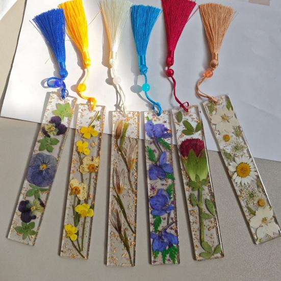 DYS Real Flower Resin Bookmark, 12 Months Dried Page Marker, Handmade Pressed Bookmark for Readers, Gift Book Lovers