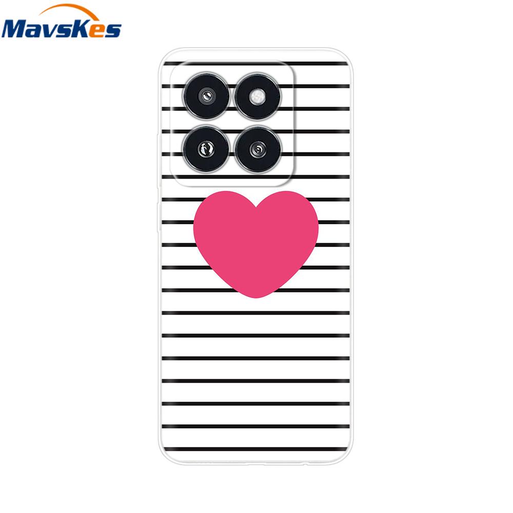 Phone Case For Xiaomi 14 Pro Case Soft Clear Painted Silicone Bumper Capa For Xiaomi 14 13T Mi 13T Pro Protect Transparent Cover