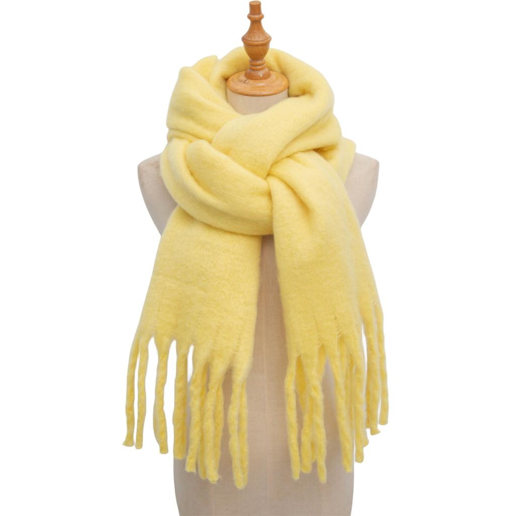  Solid Thick Cashmere Scarf for Women Large Wool Blanket Pashmina Winter Warm Shawl Wraps Bufanda Female With Tassel Scarves