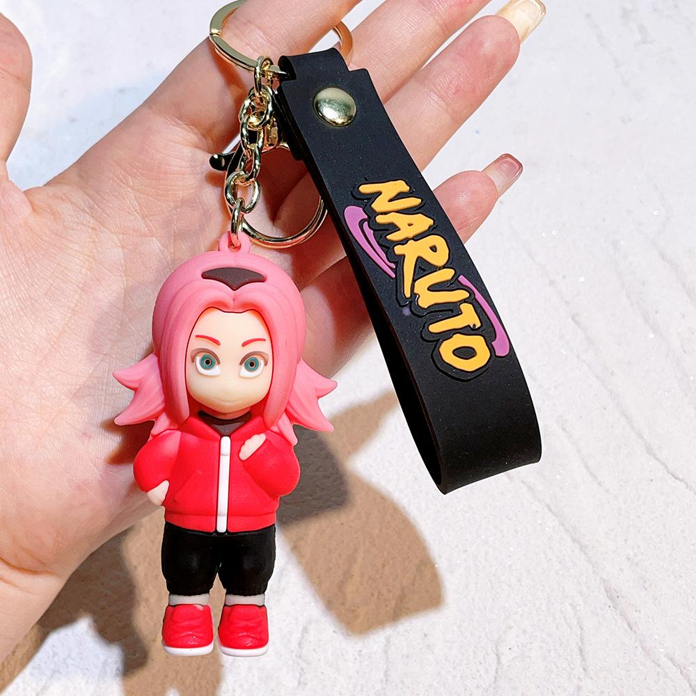 Cartoon PVC Naruto Anime Peripheral Toy Doll Keychain Naruto Silicone Figure Car Key Chain Christmas, Halloween Gift