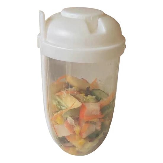 Reusable Salad Cup 1000ml Portable Fresh Salad Container with Fork And Dressing Holder BPA-Free PP Salad Storage Cup for Lunch Picnic Camping