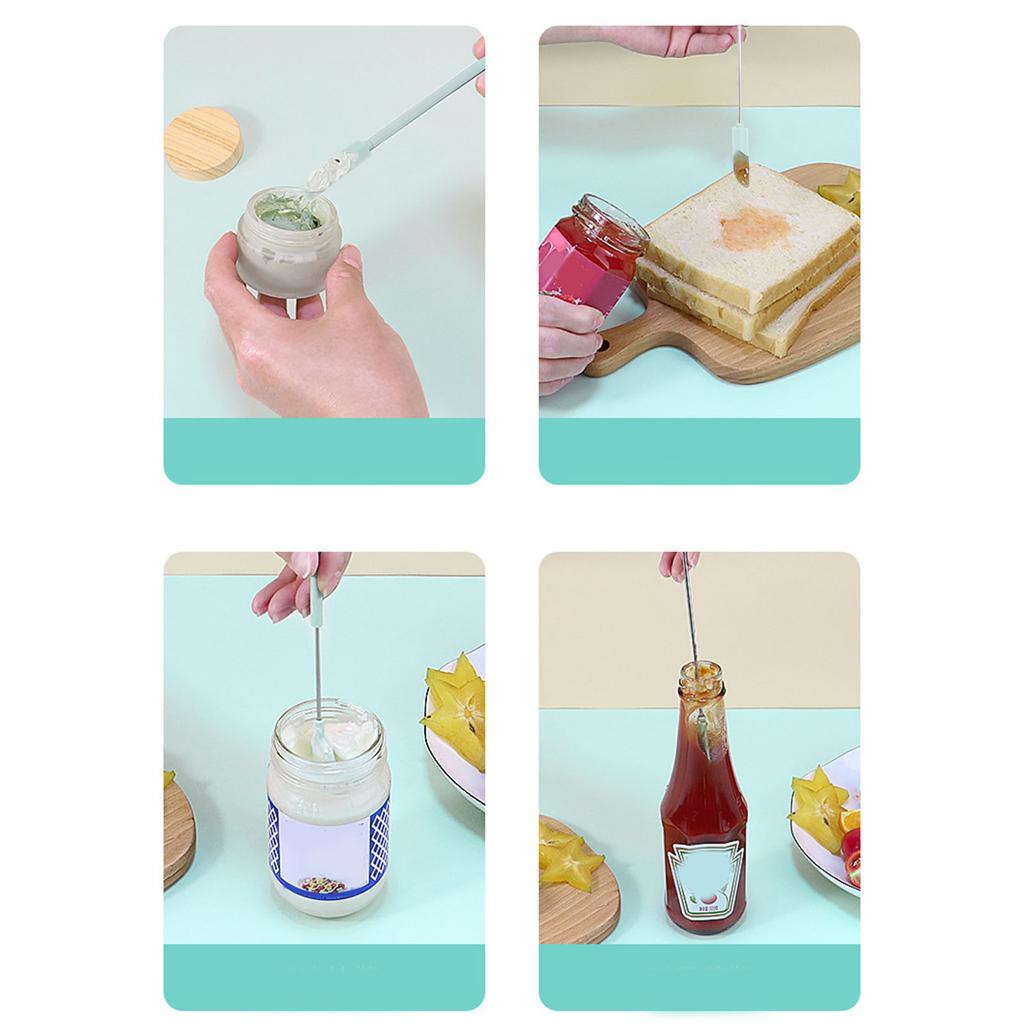 2 Stück Mini Silikon Spatel Set Lebensmittelqualität Edelstahl Einziehbarer Glaskratzer für Küche