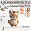 2D Cute Little Tiger Keychain Cartoon Animal Flat Pendant Acrylic Ornament Charms for Bag Hanging Decoration Party Festive Gift