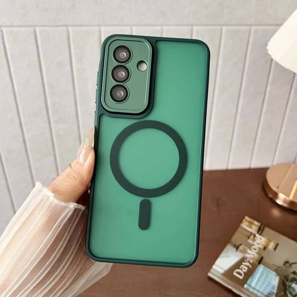 Luksusowe matowe etui magnetyczne do Samsung Galaxy S25 S24 S23 Ultra Plus A36 A35 A56 A55 A26 A16 A15 A06 A05 Pokrowiec z obsługą ładowania bezprzewodowego