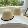 Stylish Fisherman Hat For Women With Wide Brim Top Round Straw Sun Hat Face-lifting Han Edition Outdoor Beach Cap