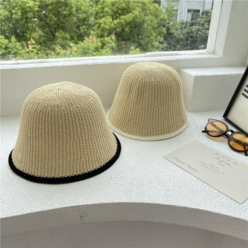 Stylish Fisherman Hat For Women With Wide Brim Top Round Straw Sun Hat Face-lifting Han Edition Outdoor Beach Cap