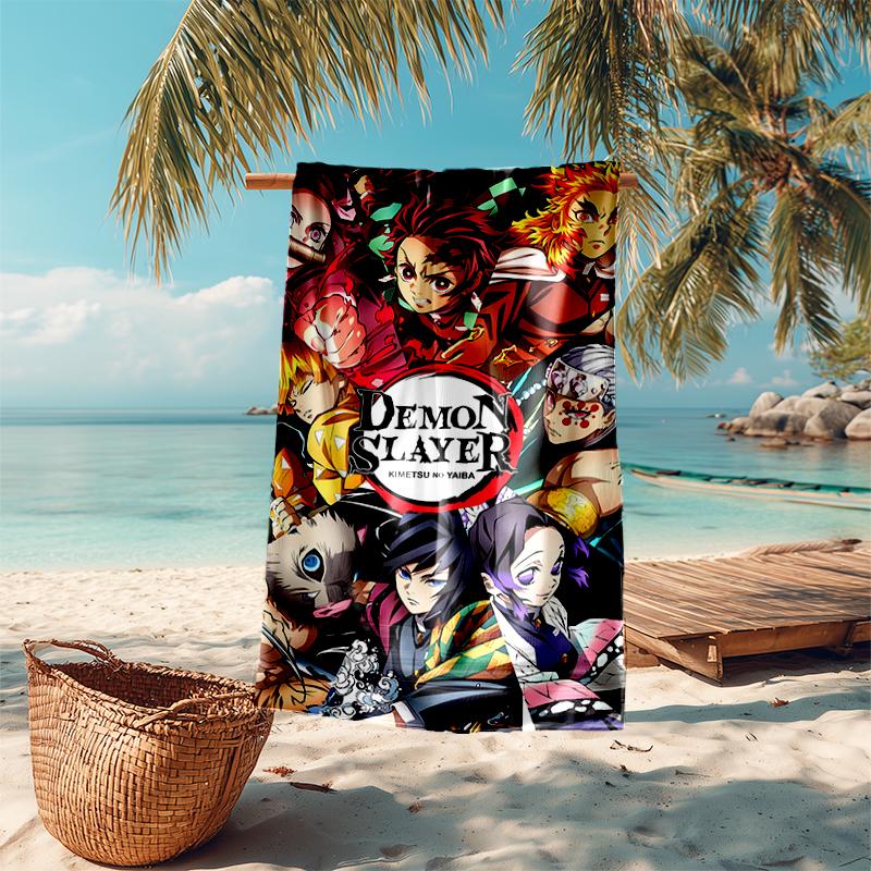 Beach Towel with Demon Slayer characters1 Pattern - soft,absorbent,machine washable Lightweight&Modern,swimming,Travel Essentials