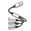 USB A 1 Male To 3 Female Nylon Converter Dual USB Port Expansion Hub Data Charger Power Splitter Adapter for Xbox and Laptops Cable, Mac, Car, One,