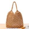 New Wind Cotton Handmade Woven Beach Bag One Shoulder Portable Leisure Hollowed Out Tourism and Vacation Fishing Net Bag
