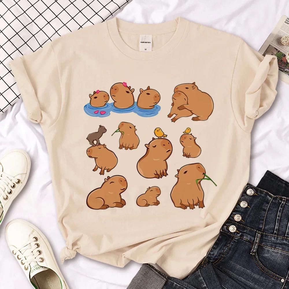 Capybara Capybara T-Shirts Herren Y2K Designer Sommer T-Shirt Junge Y2k 2000er Japanische Kleidung Kawaii T-Shirt Grafik-Top Weiblich
