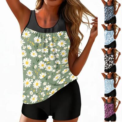 Damen Boho Print geteilter Badeanzug Sport Badeanzug