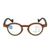 Imitation Wood Grain Retro Round Frame Reading Glasses Intelligent Progressive Multi-Focus Old Man Mirror Far And Near Reading Glasses