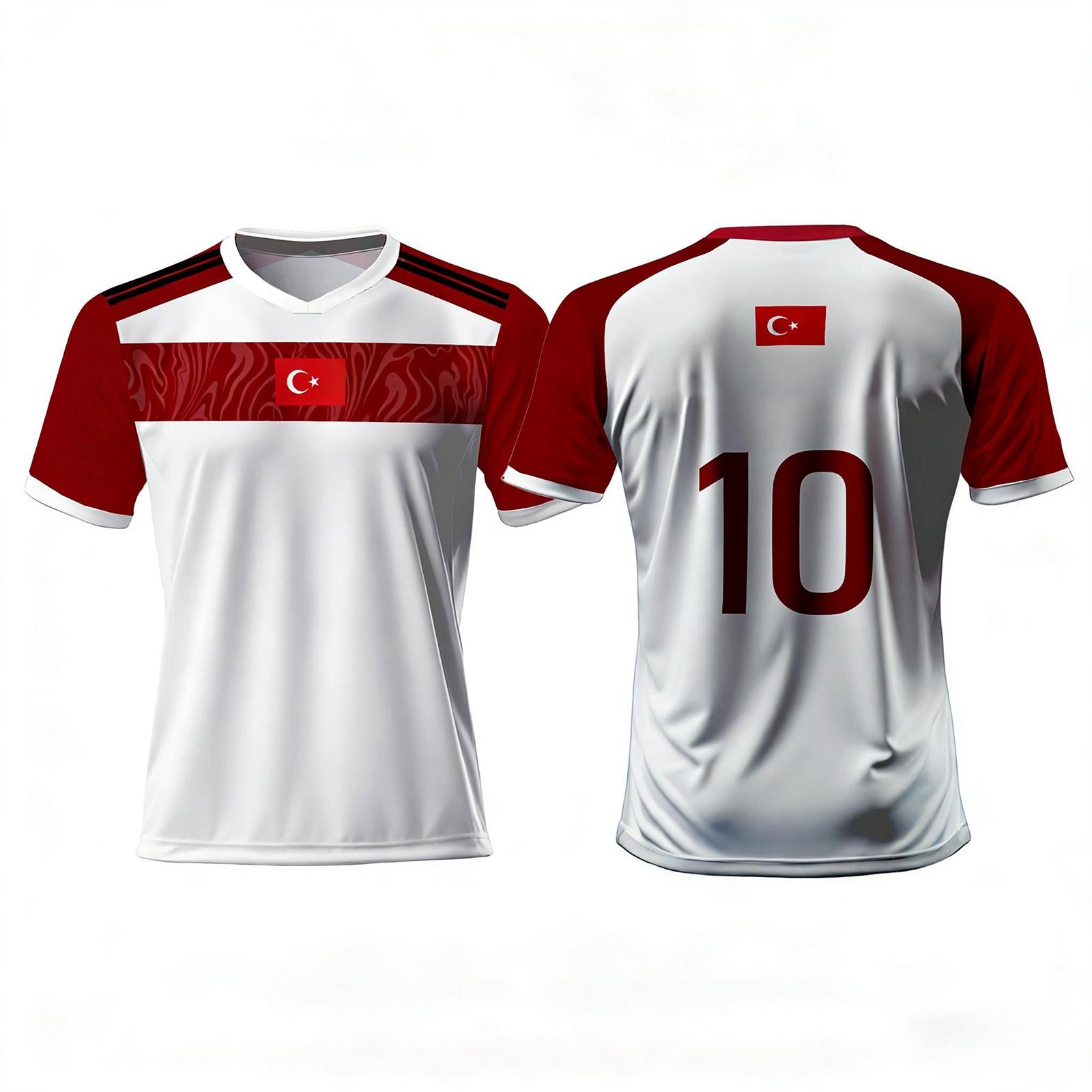 

Men’s Short Sleeve Soccer Jersey with Number 10 and Flag Print Athletic V Neck Team Uniform Top S