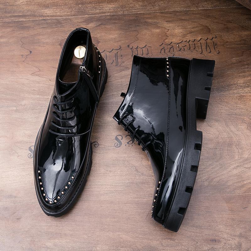 

Модные ботинки мужские черные на молнии из лакированной кожи на толстой подошве обувь в европейском молодежном стиле модные ботинки челси размер 38-44 мужские ботинки 44 чёрный