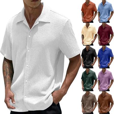 Men's Summer Color Lapel Short-Sleeved Shirt Men's Casual Fashion Short-Sleeved Shirt
