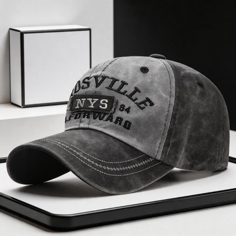 Washed hat men's and women's American retro fashion embroidered baseball cap plus large brim versatile face visor