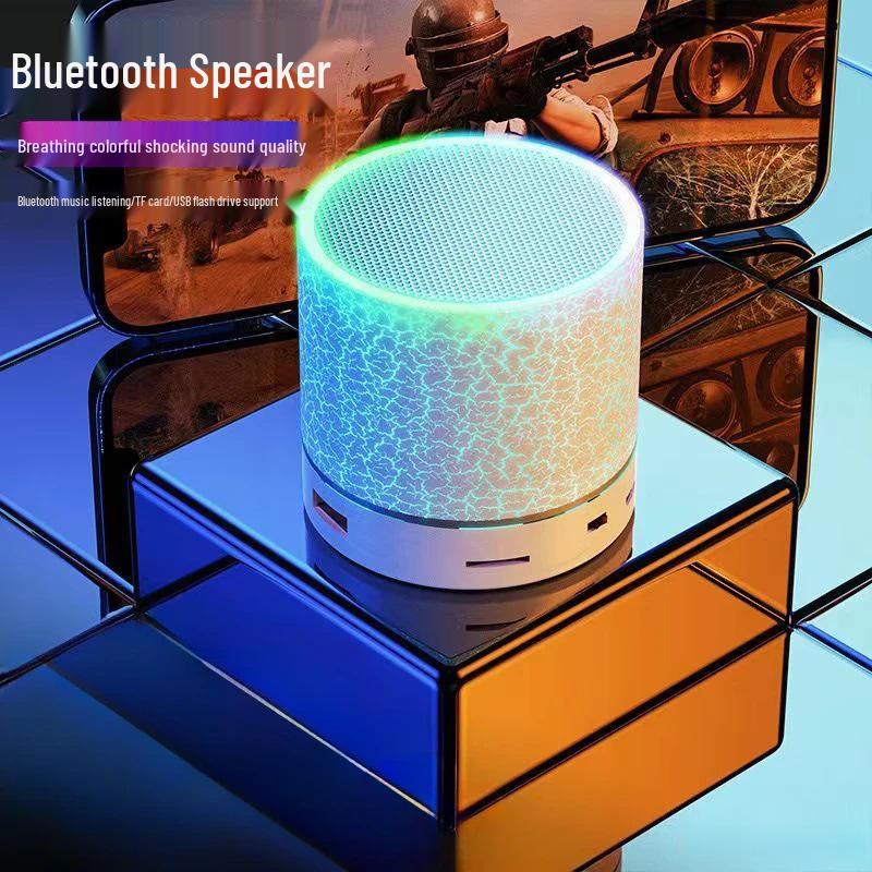 Mini Bluetooth LED Crack Speaker: Portable Square Subwoofer with Card Slot & Long Battery Life.