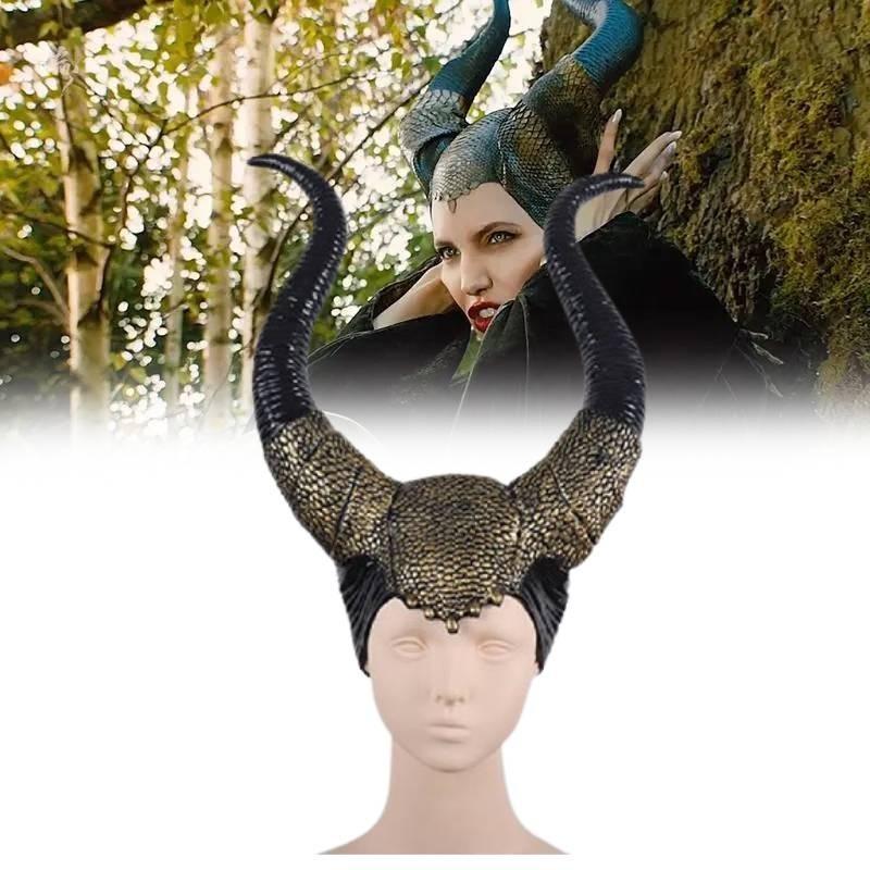 2024 New Golden Maleficent Horns Latex Mask For Halloween Cosplay And Carnival