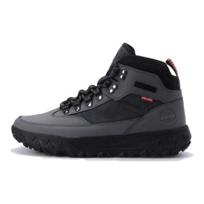 Greenstride Motion 6 حذاء مريح ماص للصدمات ومتين ذو رقبة متوسطة للاستخدام الخارجي للرجال لون رمادي داكن A67BG
