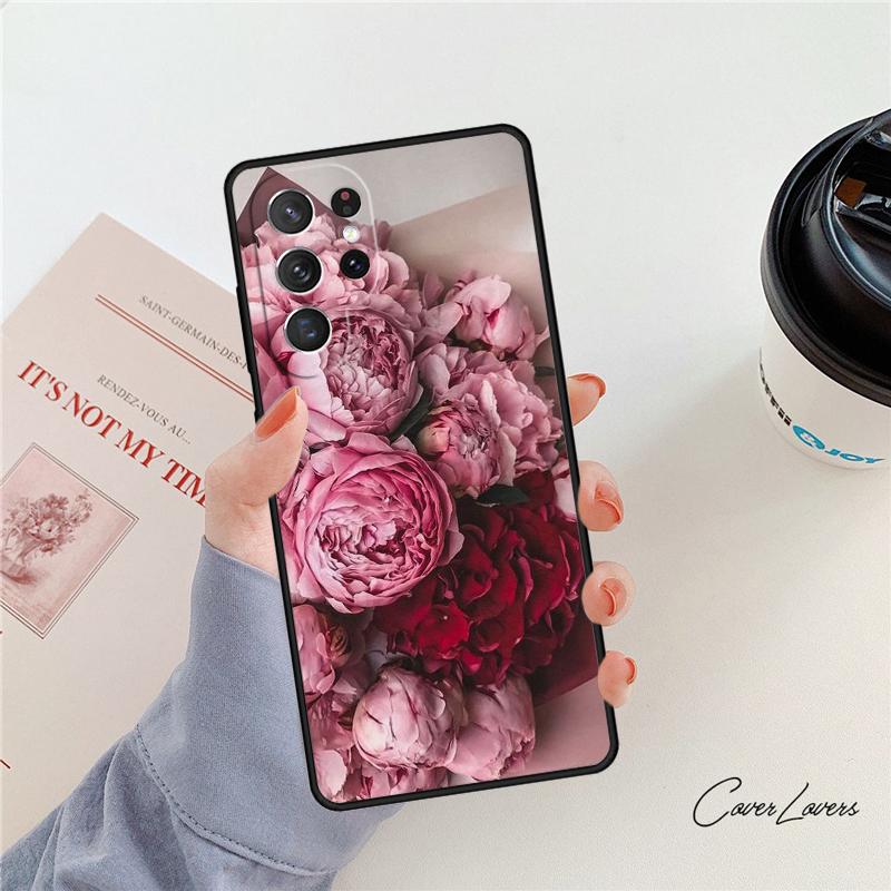 Peonies Beautiful Flower phone case For Samsung Galaxy S24 S25 S23 S22 Ultra Note 10 20 Plus S20 S21 FE Cover