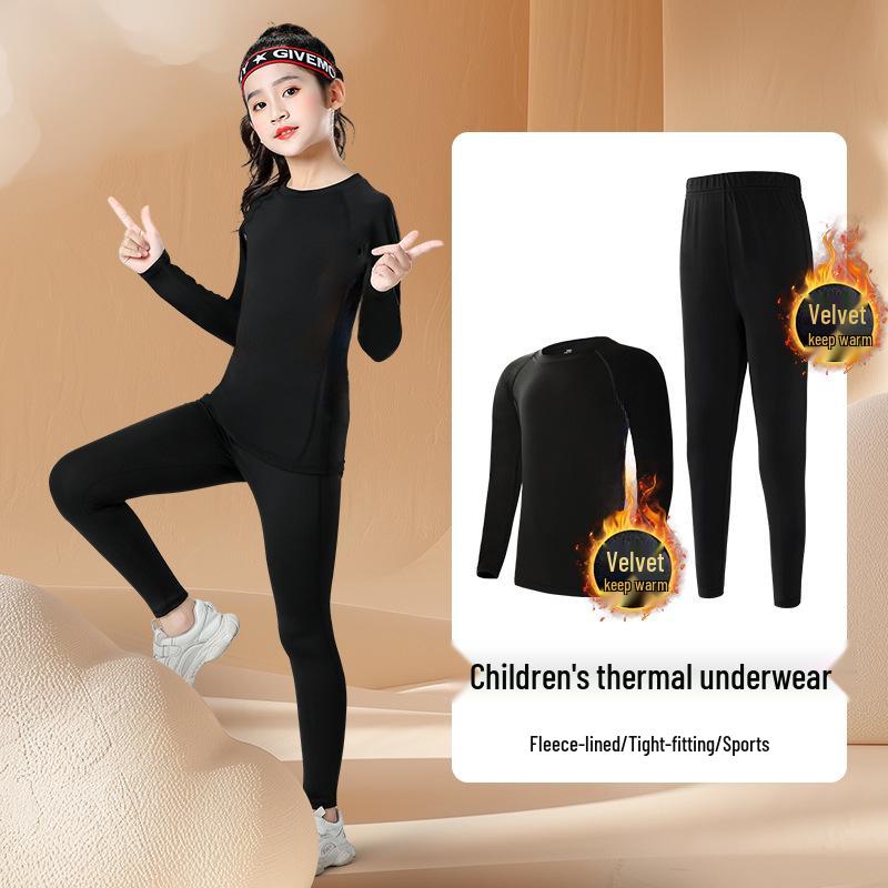 Set Base Layer Sportivo Asciugatura Rapida per Ragazze con Collant Caldi - Tuta da Allenamento Autunno/Inverno