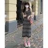 Chic Korean-Style Striped Sleeveless Vest Dress - Summer 2025, Slimming Mid-Length Fit for Women
