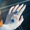 Hot Pop Simulation Jewelry High Jewelry Blue Stud Earrings Necklace Three-Piece Set