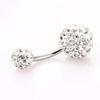 Zircon Crystal Ball Belly Button Rings Stainless Steel Shiny Body Jewelry Gem Navel Piercing  Men