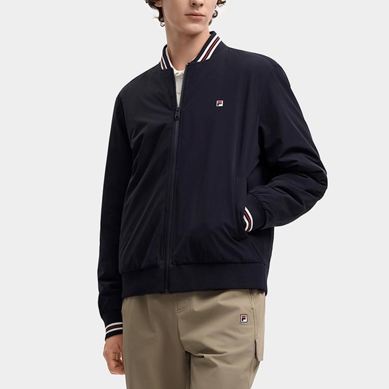 FILA Heritage Classic Comfortable Soft Baseball Collar Cardigan Cotton Jacket Men jackets Legendary-Blue F11M548912FNV