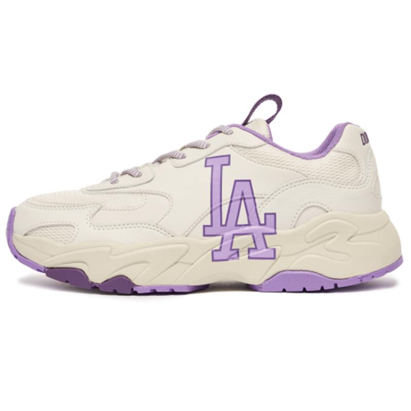 MLB Big Ball Chunky Lite Shock Absorbers Slip Resistant Abrasion Resistant Low top Chunky Sneakers Unisex White Purple Sneakers 3ASHC311N-07LDS 36.5
