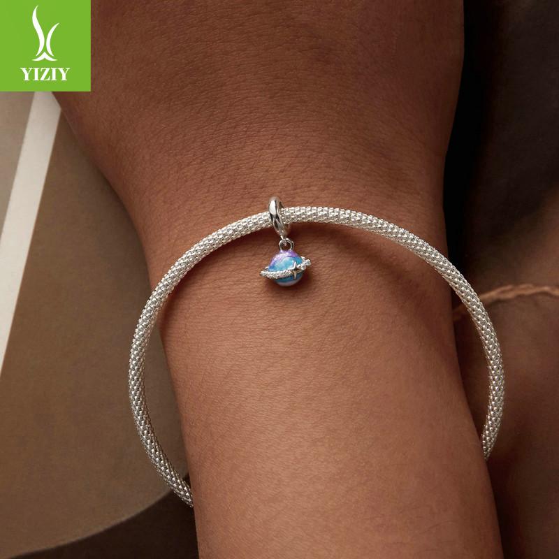 Mini Little Planet Diy Pendant Accessories, Romantic Dream Space S925 Sterling Silver Bracelet Beaded