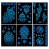 6Pcs Glow in Dark Tattoo Stickers, Lace Temporary Body Art for Hands, Waterproof Indian Mehndi Tattoos for Women Girls