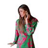 Women's  Fall New Elegant Floral Printed V-neck Lantern Sleeve Long Maxi Dress for Leisure