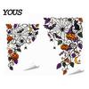 Waterproof Window Stickers 2PCS Flower Print Static Stickers, Glue-free Electrostatic Decorative Film, Removable Floral Cling for Glass Door