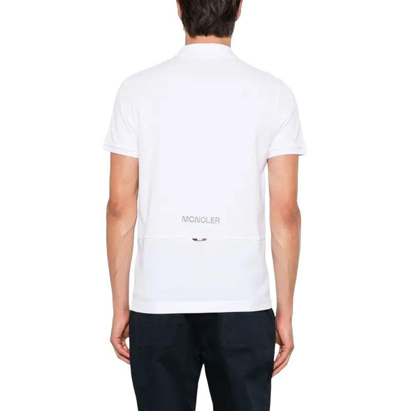 Moncler Logo Patch Cotton Piquet Polo Shirt Men Polo Shirts White K2-091-8A00012-84556-001