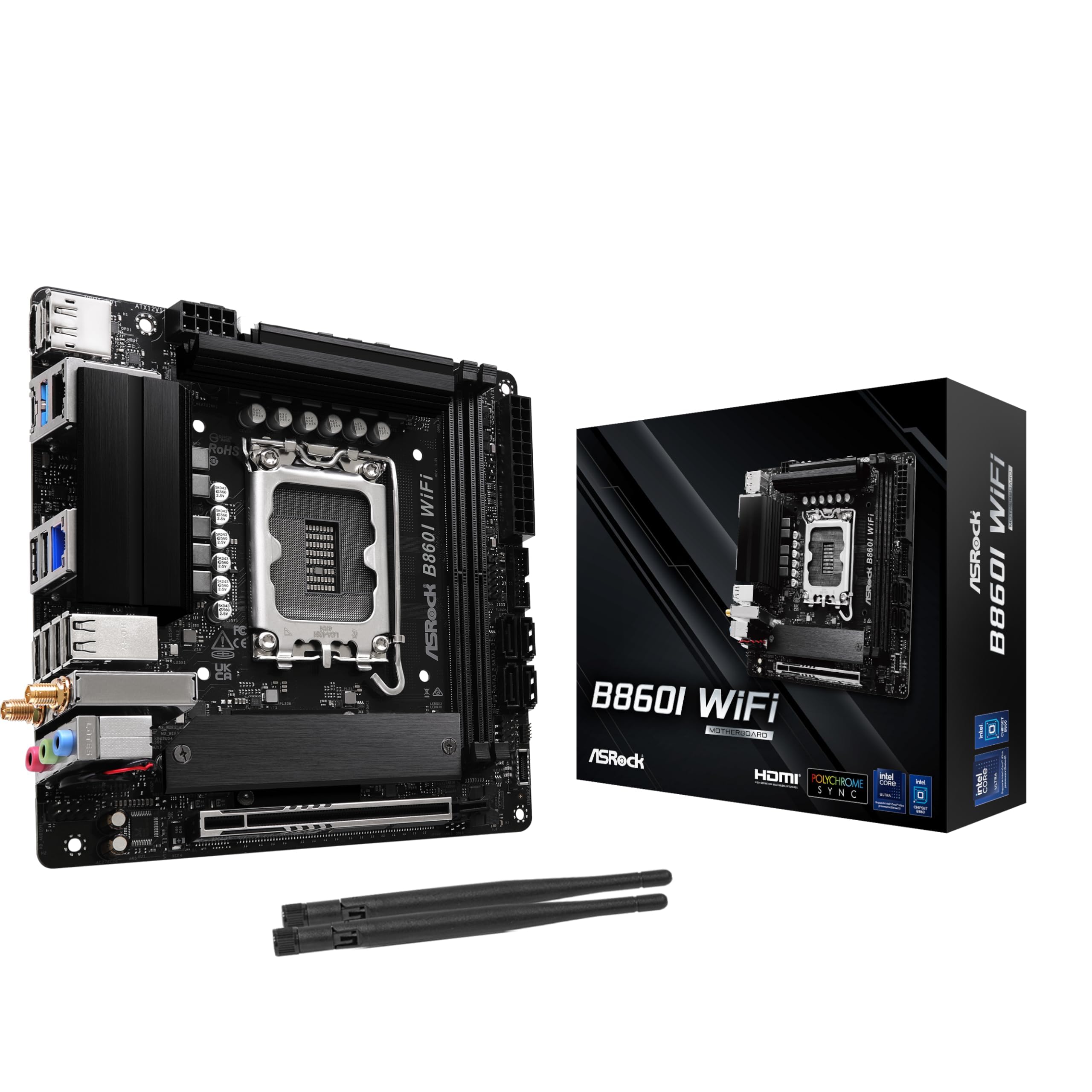 

ASRock B860I Intel Core Ultra DDR5 Mini ITX Compatible with Intel Japanese Retailer Motherboard, WiFi, (LGA1851) Chipset, CPUs, [Official Product]